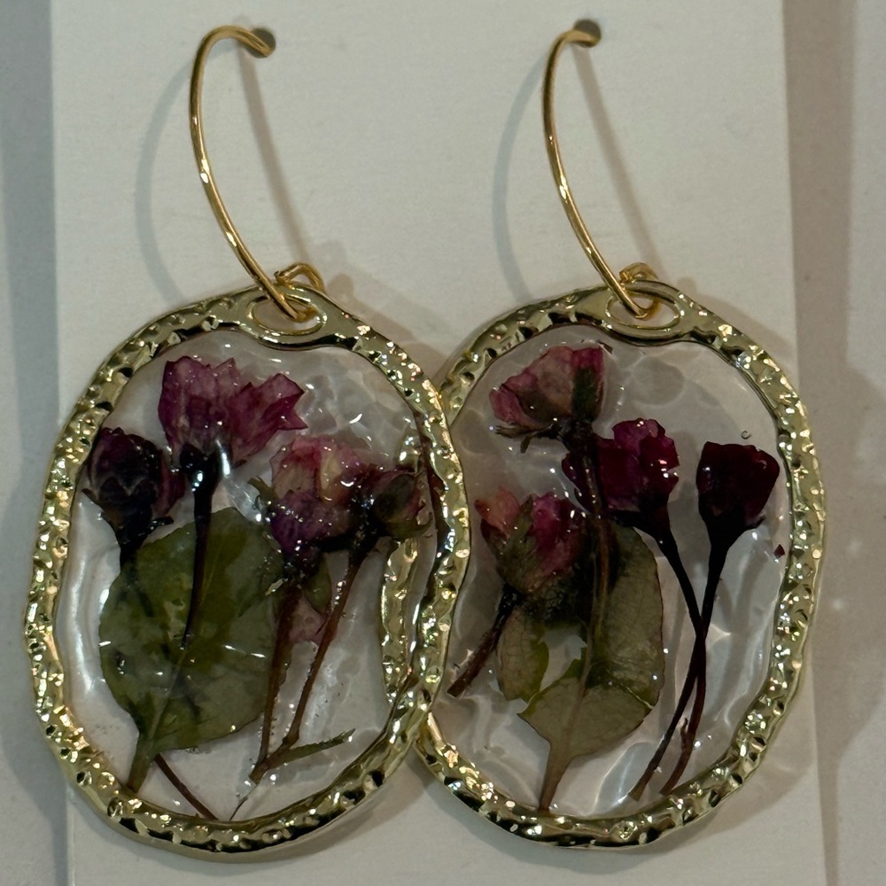 Gold Handmade Rose  Floral Earrings